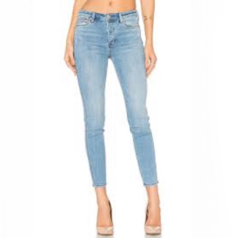 Free People Peyton High Rise Skinny Jeans Light Wash Button Fly